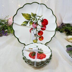 House & Garden Tomatoes Melamine Dinnerware Dinner & Snack Plates 8 PC Set New